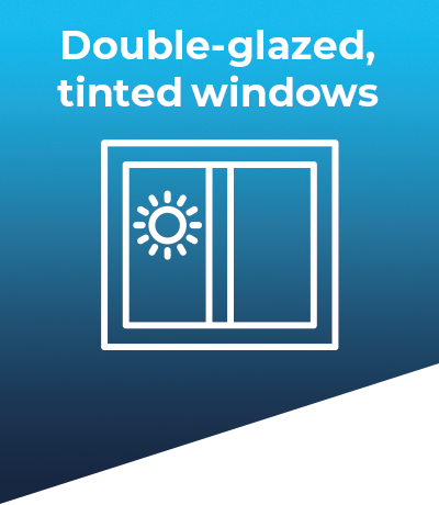 Double-glazed, tinted windows