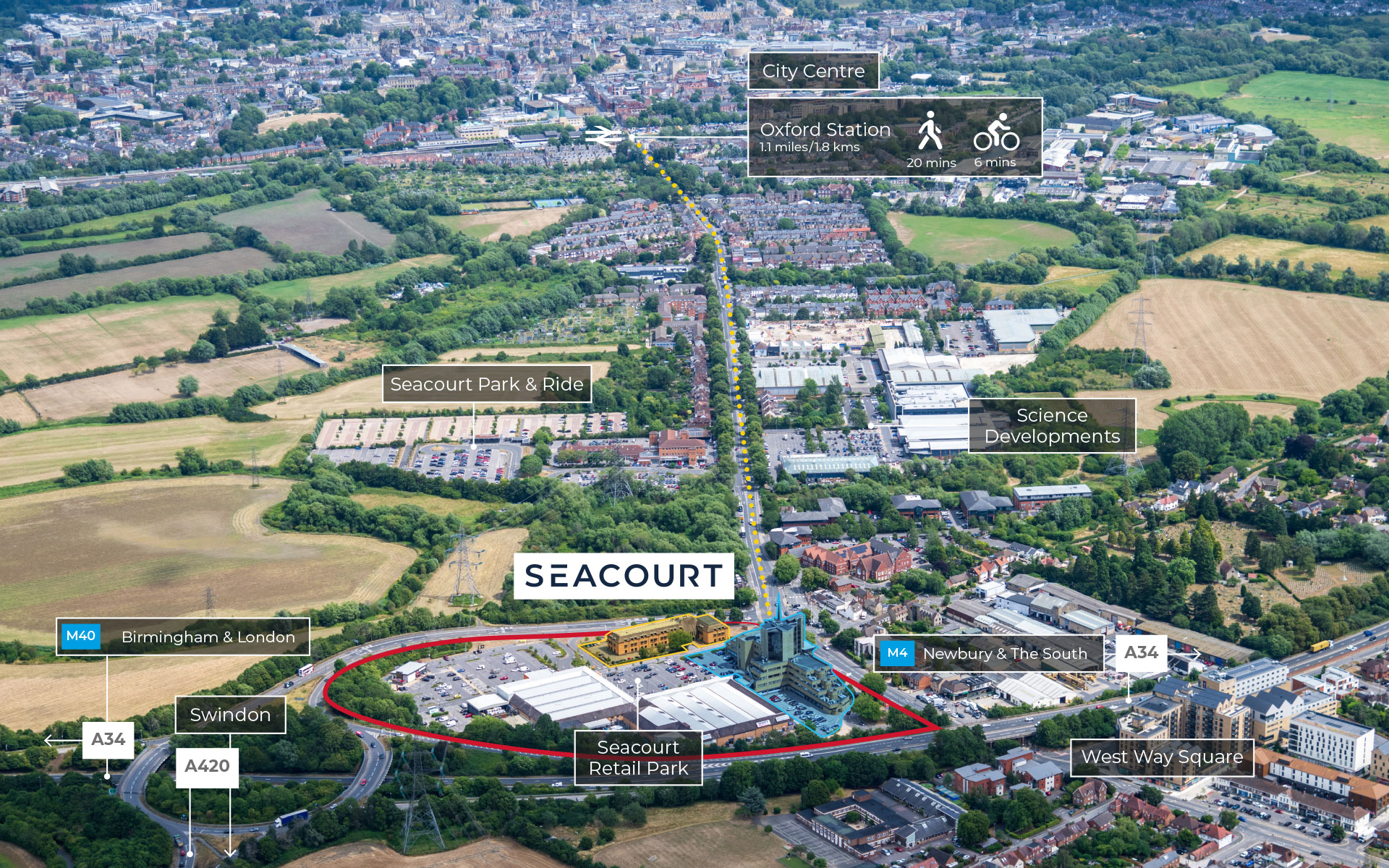 aerial map Offices to let Botley
